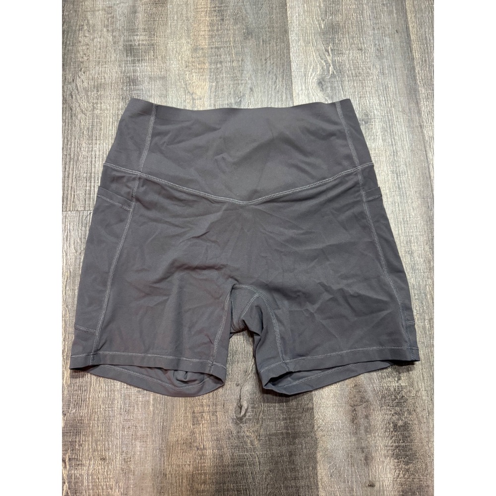Halara Women Gray High Waisted Biker Shorts Side Pockets Athletic Size Small